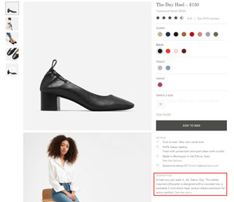 Screenshot of Everlane product page
